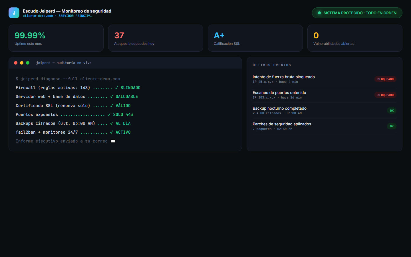 Demo real de monitoreo de ciberseguridad